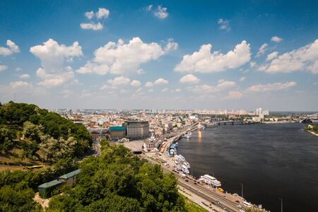 View of the Dnieper embankment, river stationの写真素材