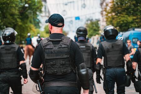Police force to maintain order in the area during the rally