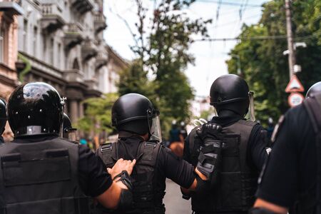 Police force to maintain order in the area during the rally