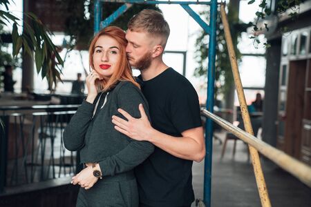 Happy couple posing for the camera. Close viewの写真素材