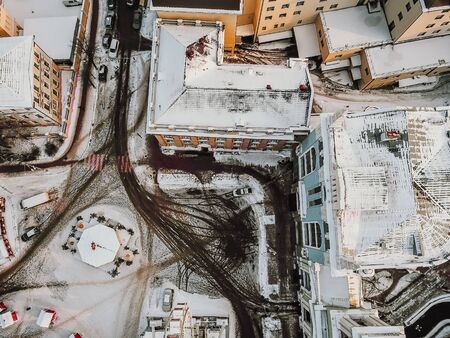 Kontraktova Square on Podil in Kyiv, aerial viewの写真素材