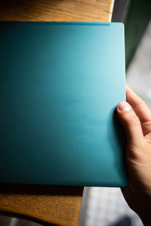 Close-up view of Laptop coverの写真素材