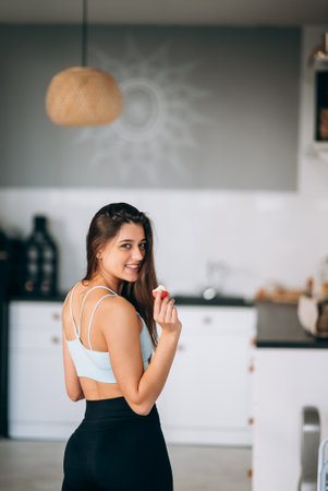 Portrait of a young attractive positive girl.の写真素材