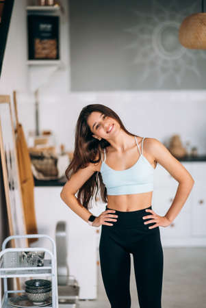 Portrait of a young attractive positive girl.の写真素材