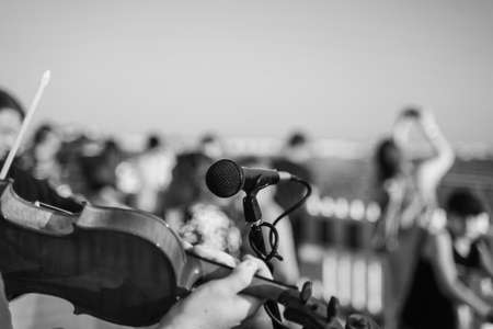 Retro microphone for outdoor concert party.の写真素材