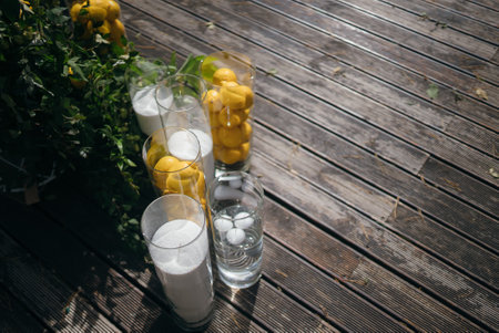 Ceremony area. Wedding arch. A significant summer day.の写真素材