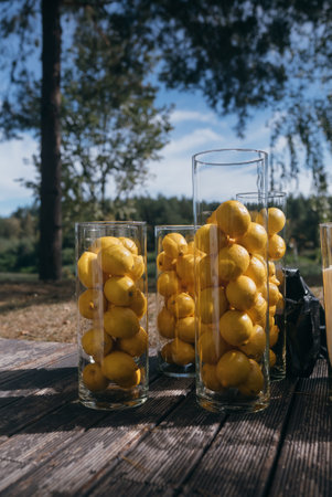 Ceremony area. Wedding arch. A significant summer day.の写真素材