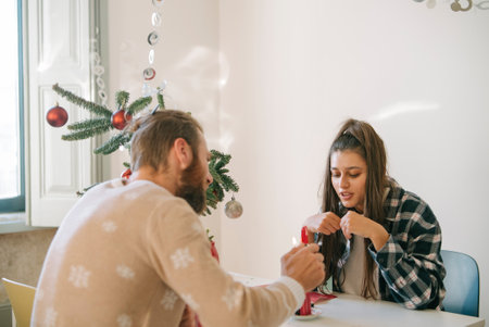 Emphasizing the Essence of Celebrating Togetherness During the Joyful Holiday Seasonの写真素材