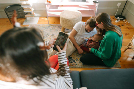 Cherishing Family Bonding Moments Embracing Love and Laughter in a Cozy, Welcoming Setting