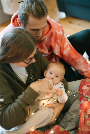 Family Moments A Cozy Celebration Filled to the Brim with Affection for Our Precious Babyの写真素材