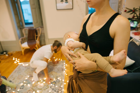 Uplifting family bonding moments during holiday prep are rewarding and memorableの写真素材