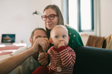 Enjoyable and memorable Family Bonding Moments in a Cozy and Inviting Home Settingの写真素材