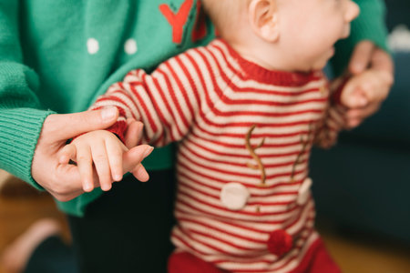 A delightful Festive Baby and Caregiver Bonding Moment to cherish forever and enjoyの写真素材