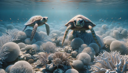 Polluted Waters, Vanishing Bleached Corals, Endangered Turtles: A Looming Catastropheの素材