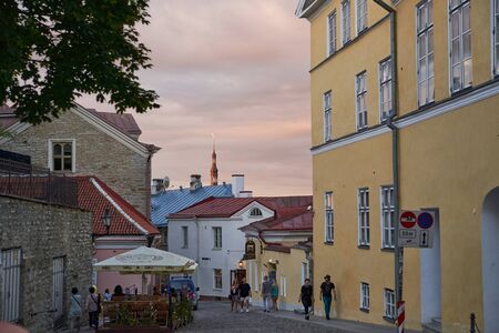 08-08-2017 Tallinn Estonia. Road through a tower in old Tallinnのeditorial素材