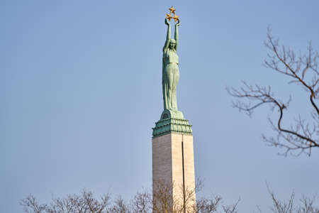 06-03-2020 Riga, Latvia The monument of the liberty in Rigaのeditorial素材
