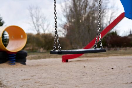 Playground swing set selective focus.