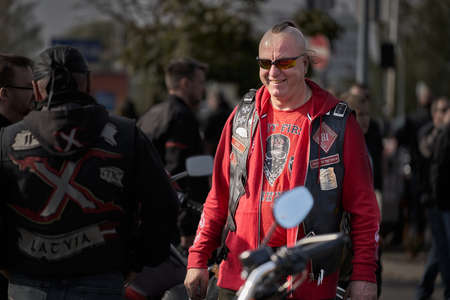 Riga, Latvia - September 22, 2020: Bikers celebrated the opening of motorcycling season by ride over...