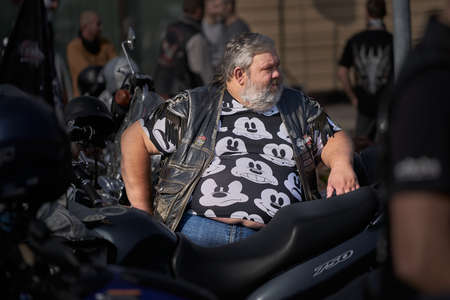 Riga, Latvia - September 22, 2020: Bikers celebrated the opening of motorcycling season by ride over city.のeditorial素材