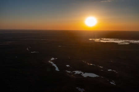 Beautiful Sunrise Sunset over Calm Lakeの写真素材