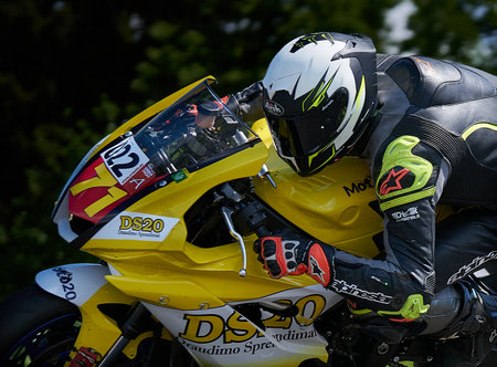 Lithuania, 05-06-2021 closeup portrait of a biker front view.のeditorial素材