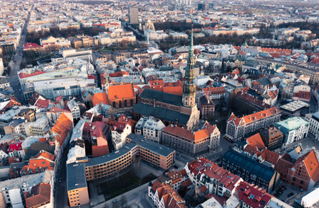 Aerial view of the old town of Gdansk, Polandの写真素材