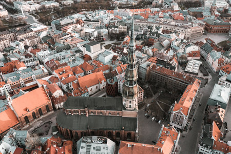 Aerial view of the old town of Wroclaw, Poland.の写真素材