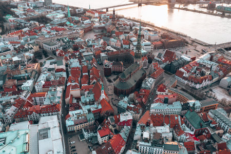 Aerial view of the old town of Gdansk, Polandの写真素材