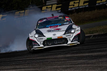 05-08-2021 Riga, Latvia Sport car drifting on the ground.