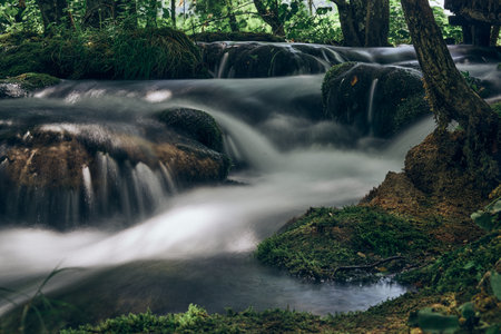 Beautiful waterfall in the forest. long exposure photo. long exposure.の写真素材