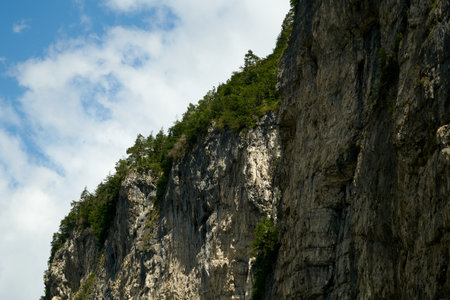 Rocky cliffs in the Carpathian Mountains. Ukraine. Europe.の写真素材