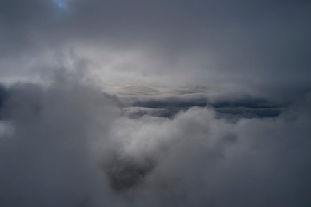 Aerial view of white clouds in the blue sky. high quality photo
