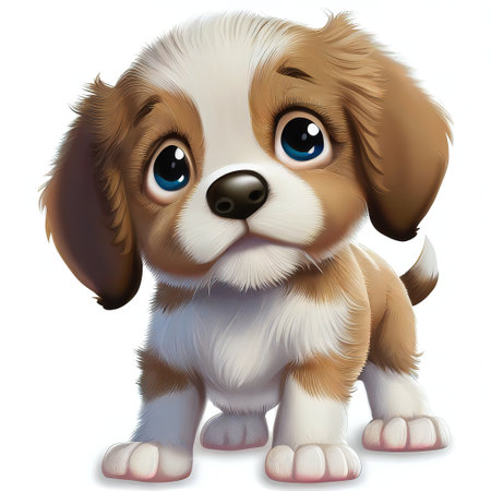 a puppy with blue eyes sitting down on a white background with a white background and a brown puppy with blue eyes. .の写真素材