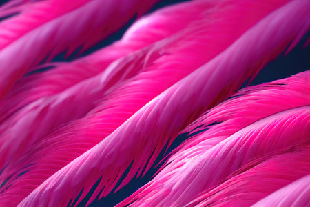 a group of pink feathers with long. .の写真素材