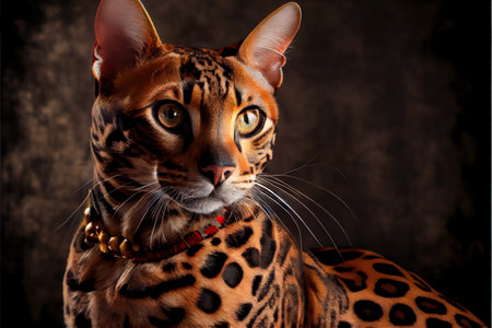 a cat with a collar and a collared collar on it's neck. .の写真素材