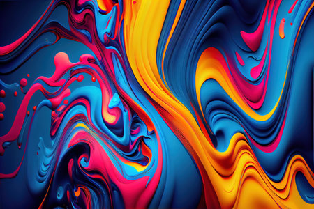 a colorful abstract painting with a blue. .