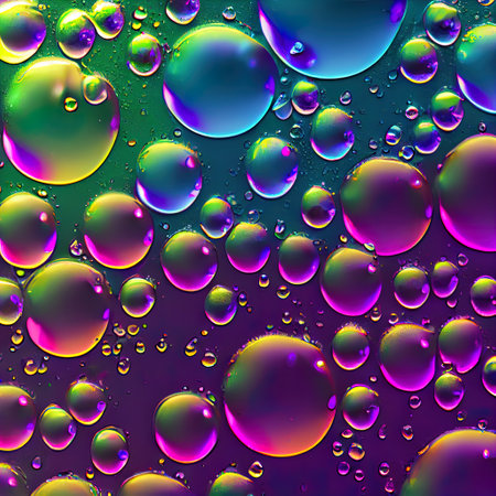 a bunch of bubbles that are on a purple background with a blue sky in the background and a purple...