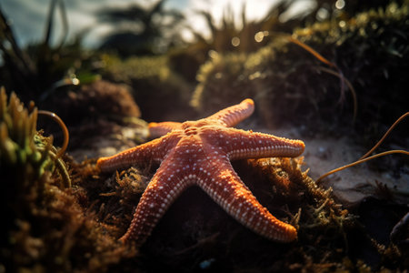 Starfish on the bottom of the sea. selective focus.の素材