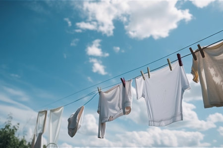 a line of clothes hanging on a clothes line with clothes hanging on a clothes line with clothes hanging on a clothes line with clothes hanging on a clothes line. .の素材