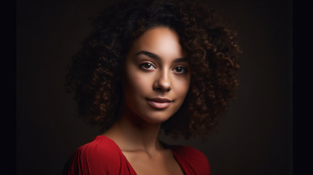 Portrait of beautiful african american woman with afro hairstyleの素材