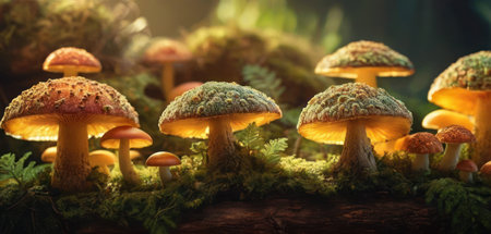 mushrooms in the forest, close-up, macro photographyの素材