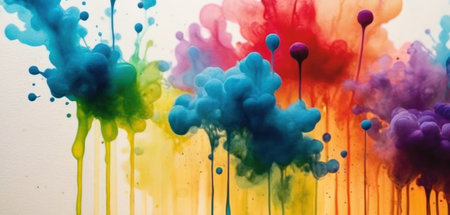 Colorful ink in water on white paper background. Abstract background.の素材