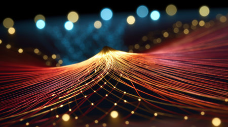 Abstract technology background with lines and bokeh. 3d renderingの素材