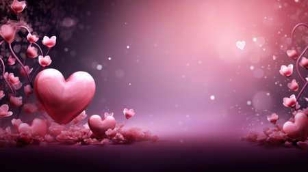 Valentine's day background with hearts. 3D illustration.の素材