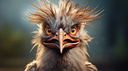 Portrait of a vulture with open mouth and big eyes.の素材