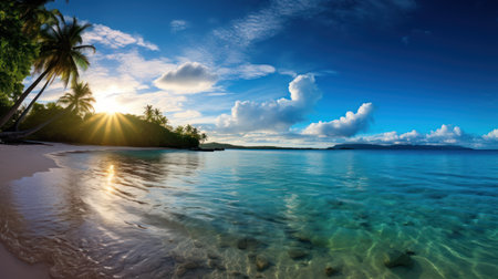 tropical beach at Seychelles - nature and travel backgroundの素材