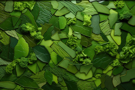 Creative layout made of green leaves. Flat lay. Nature concept.の素材