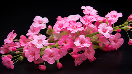 Pink flowers on a black background. Shallow depth of field.の素材