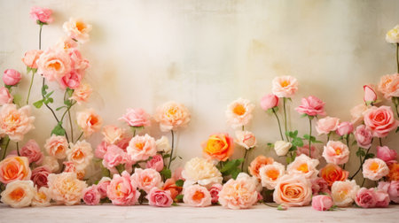 Vintage roses background with copy space for your text or image.の素材
