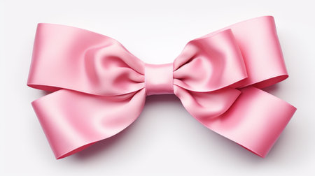 pink satin bow isolated on white background. 3d illustrationの素材